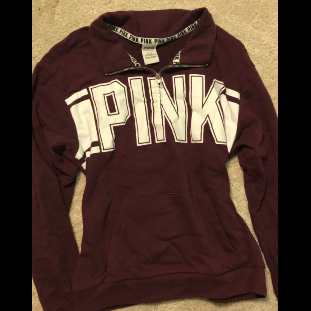 VS PINK MAROON QUARTER ZIP
